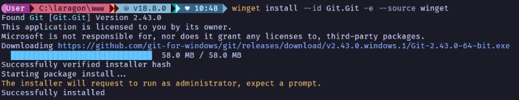 Winget Git Successful Installation for Powershell